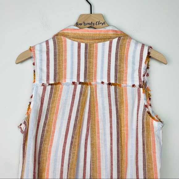Cloth & Stone Multicolor Striped Sleeveless Tie Blouse - Picture 8 of 11